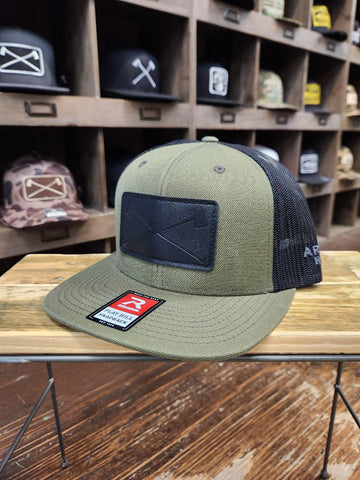 Woodchop Leather Patch- Army Green