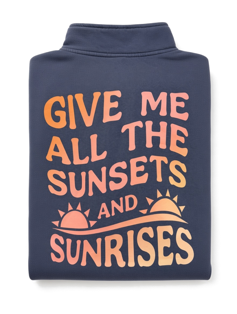 AH Sunset Quarter Zip - folded flat lay on white