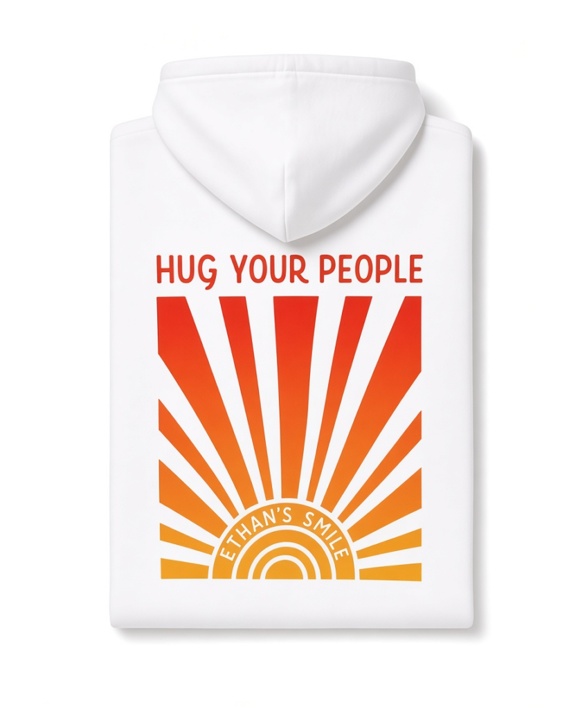 ES- Hug Your People Hoodie - folded flat lay on white